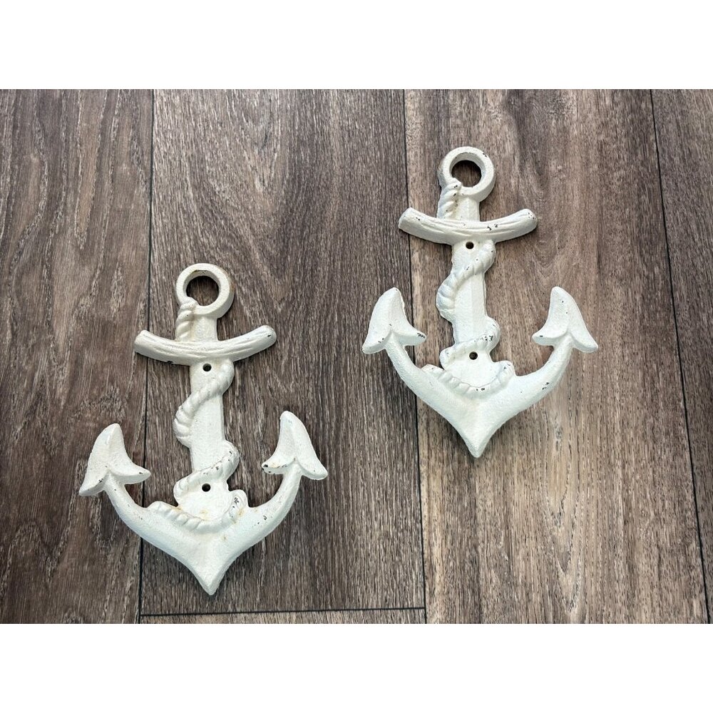 Ship Anchor Wall Hook Nautical Cast Iron/Bath Towel Hook/Beach Wall Decor 8IN 2P
